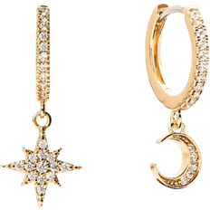 Ana Luisa Celeste Crescent Moon Huggie Hoops Earrings - Gold/Transparent