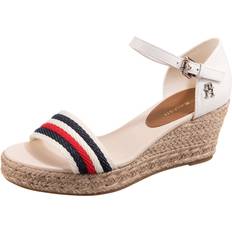 43 - Donna Espadrillas Tommy Hilfiger Mid Wedge Corporate Sandals - Bianco