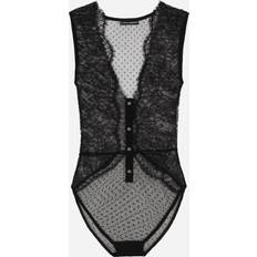 Dolce & Gabbana Shapewear & Ondergoed Dolce & Gabbana Lace Bodysuit With Plunging Neckline Black