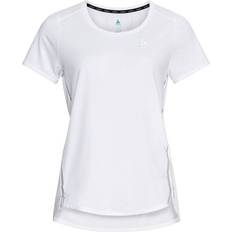 Blanc Hauts de Couche de Base Odlo Zeroweight Chill-Tec Crew Neck Maillot De Course Femmes - Blanc