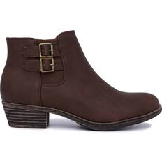 Orange - Women Ankle Boots Nautica Women's Ankle Boot Dress Bootie With Side Zipper - Dark Brown