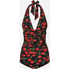 Dolce & Gabbana Badeanzüge Dolce & Gabbana Cherry halterneck swimsuit black