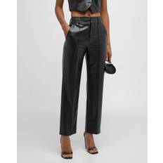 Cuir Pantalons Alice + Olivia Ming Faux Leather Ankle Pants Black