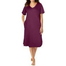 Nightgowns Dreams & Co Women's Short T-shirt Lounger Plus Size - Deep Claret