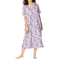 Red Nightgowns Dreams & Co Women's Long Print Sleepshirt Plus Size - Raspberry Sorbet Paris