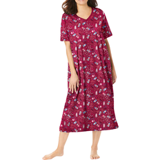 Red Nightgowns Dreams & Co Women's Long Print Sleepshirt Plus Size - Pomegranate Coffee Cup