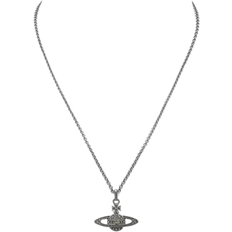 Mini Bas Relief Orb Pendant Necklace - Silver/Transparent