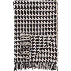 House Nordic Side Plaid Tæppe Beige, Sort (180x130cm)