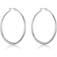 Philip Jones Silver Plated 50mm Hoop Earrings