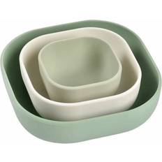 Vert Conteneurs de nourriture pour bébé et distributeurs de lait en poudre Beaba Lot de 3 bols silicone gigogne (Sagegreen/Cotton/mistygreen)