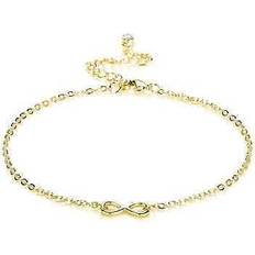 Gold Plated Infinity Anklet Created with Zircondia Crystals