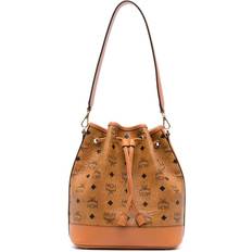 MCM Medium Dessau Visetos Drawstring Bag - Cognac