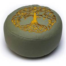 Yogi & Yogini Meditationspude med boghvedeskaller Olivengrøn m. Livets Træ