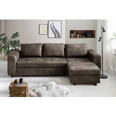 Schwarz Sofas Poco Functional Corner Rise L Dark Brown Sofa 201cm 3-Sitzer