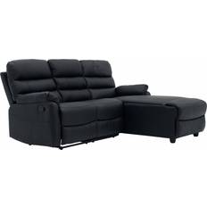 Black Sofas Left Hand Chaise and Recliner Sofa 206cm 3 Seater