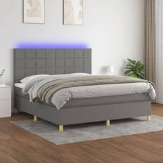 Dur Lits Continentaux vidaXL Sommier À Lattes de Matelas LED Lit Rembourré 160x200 cm Lit Continental