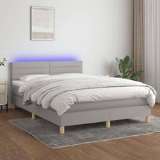 Letti e Materassi vidaXL A Molle Materasso E LED Grigio Chiaro 140x200 cm Tessutocod Mxl 74833 Letto Continentale