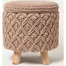 Brown Poufs Homescapes Brown Indy Macrame Pouffe