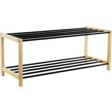 Home ESPRIT Black Natural 80 x 31 x 32 cm Shoe Rack