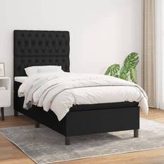 vidaXL Kontinentalseng Med Madras 90x190 cm Stof Sort Sengeramme