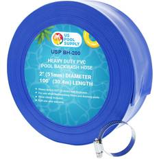 Pools 2" x 100' heavy duty blue swimming pool backwash hose with clamp, discharge