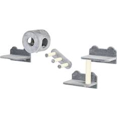 Cat tree Pawhut 4PCs Wall Mounted Cat Tree Cat with Platforms, Steps, Scratching Condo