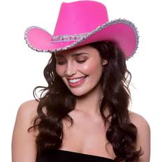 Sølv Hatte Kostumer Wicked Costumes Cowboyhat Pink med palietter