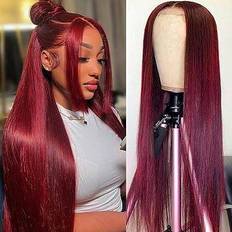 99j lace front UNANCY 13×4 HD Pre Plucked Hairline Lace Front Wigs 24 inch 99J Wine Red