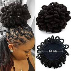 Plus Bun Afro Puff Drawstring Ponytail Hair Chignon Nu Locs Braids Hairpiece