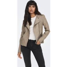 Only Onlava Faux Leather Biker Jacke OnlSherry - Beige