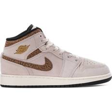 Bruin Sneakers Nike Air Jordan 1 Mid SE GS - Light Orewood Brown/White/Light British Tan/Metallic Gold