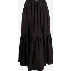 Ganni Cotton Poplin Maxi Flounce Skirt Dam - Black
