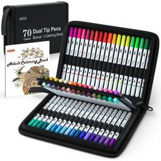 Shuttle Art Dual Tip Brush Pens 70 Colours Fine and Brush Tip Markers Set
