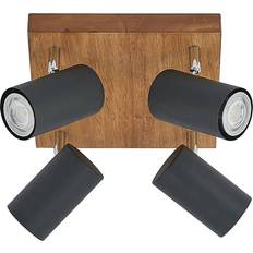 Hout Spotlights Lindby Maniva Plafondspot 4-Lamps Zwart