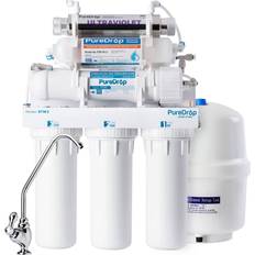 Reverse osmosis water filters PureDrop RTW5AK-UV Reverse Osmosis RO Drinking Water Filtration System with Alkaline Remineralization & UV Filter, TDS Reduction White