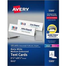 Clipboards & Display Stands Avery 5305 2 Medium Embossed Tent Cards 100/Box