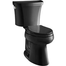 Toilets Kohler Highline Comfort Height Two-Piece Elongated Dual-Flush with Class Five Flush Technology, Less Seat Black Black