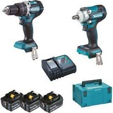 Conjuntos Makita Combo DHP484Z DTW300Z BL 18V LXT 5Ah 3 bat. MakPac marca