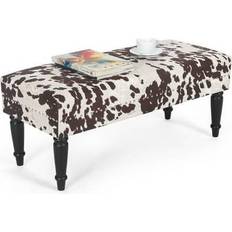 Furniture Adeco Cow Print Storage Bench