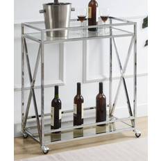 Trolley Tables Convenience Concepts Console Glass/Chrome Trolley Table