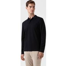 Sunspel Black Riviera Long Sleeve Polo bkaa black