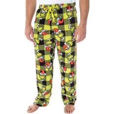 Men - Red Pyjamas Grinch Plush Buffalo Plaid Sleep Pants Green/Black/Red
