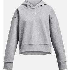 XL Hoodies Under Armour Rival Fleece-Croptop mit Kapuze für Mädchen Mod Grau Light Heather Weiß YSM 127 137 cm