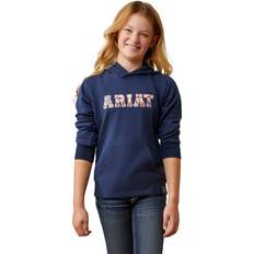 Ariat Kid's 3D Logo 2.0 Hoodie Long Sleeve in Navy Red, 2X-Large