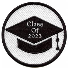 Headgear Class Of 2023 Patch Script In Graduation Cap Round Embroidered Iron On