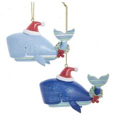 Christmas Tree Ornaments Kurt Adler KSA Pack of 12 Whimsical Whale with Wreath Christmas Tree Ornament