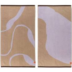 Beige Serviettes d'Invité Mette Ditmer Nova Arte 40 x 55 cm Sable / Violet (Lot De 2) Serviette d'Invité Beige