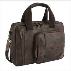 Bruin - Leer Aktetassen Camel Active Laptoptas met labelpatch Middenbruin 100% Polyester