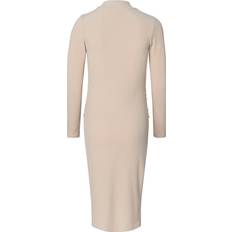 Cerniera lampo Vestiti Noppies Robe Midi de Grossesse Col Montant - Beige