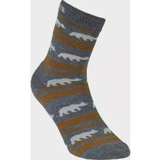 Striped Bear Merino Socks, 40-43, Grey/Beige/White